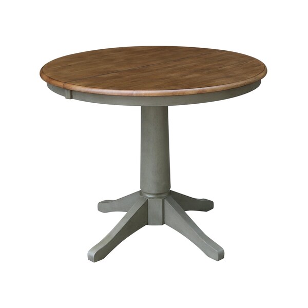 International Concepts Round 36 in Rd Top Ped Table, 12 in Leaf, Dining Ht, Hickory/Stone, 36 W, 48 L, 30.1 in H, Wood K41-36RXT-27B - main